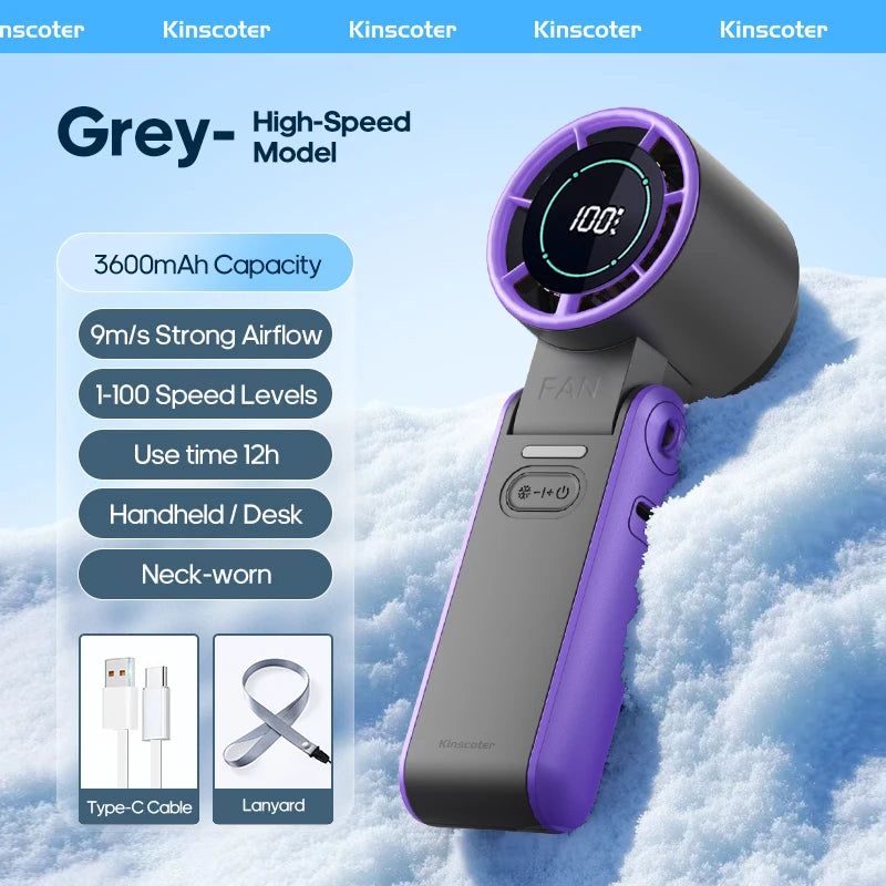 GlowPulse™ TurboFan — Ventilateur Portable 3600mAh, 100Vitesses