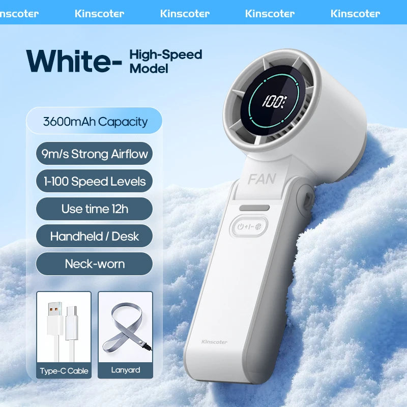 GlowPulse™ TurboFan — Ventilateur Portable 3600mAh, 100Vitesses